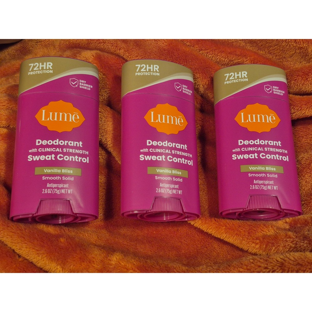 Lot of 3 Lume Deodorant Clinical Strength Sweat Control Vanilla Bliss 2.6oz New